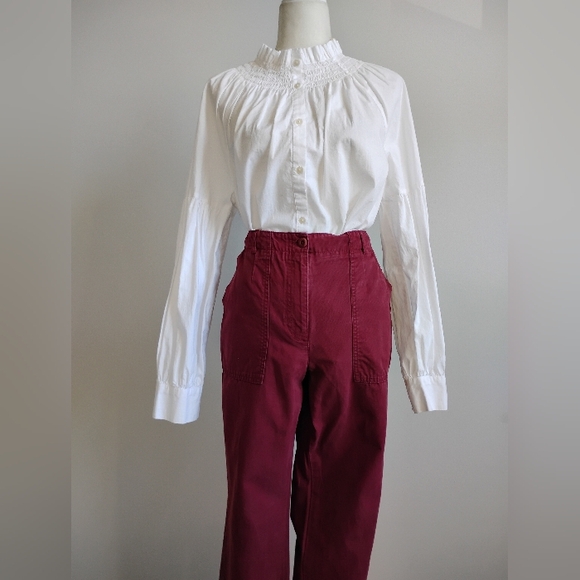Talbots Slim Cargo Pants Cranberry Red Cotton Blend Classic Carhartt Style Sz 10 - Picture 4 of 17